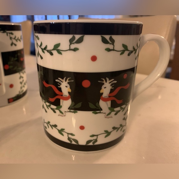 Bridget Dobson Cocky Twos Holiday Mug Set 4 Cockatoo Coffee Tea Cups New in Box - Picture 6 of 12